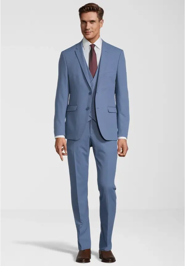 Steffen Klein Business Anzug 3-teilig Dreiteiler mit Weste in Hellblau