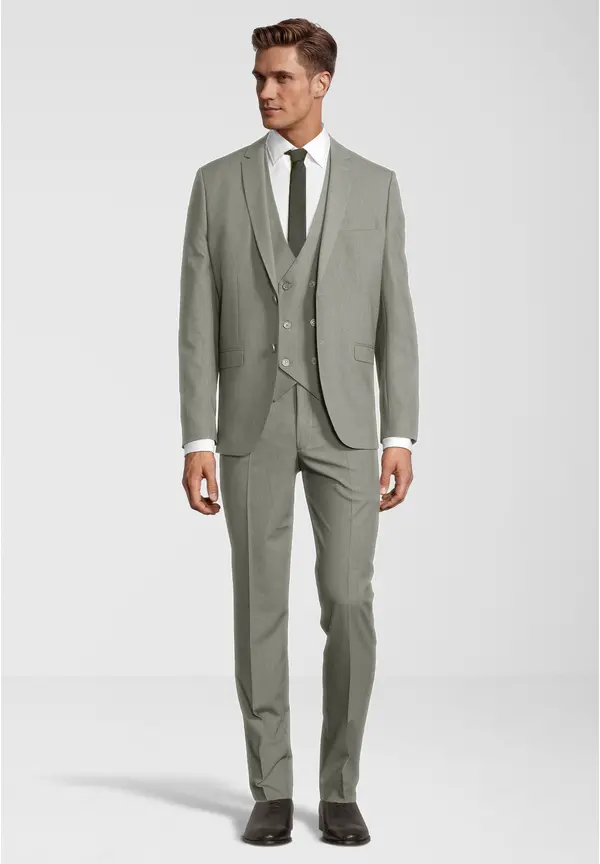 Steffen Klein Business Anzug 3-teilig Dreiteiler Mit Weste In Khaki