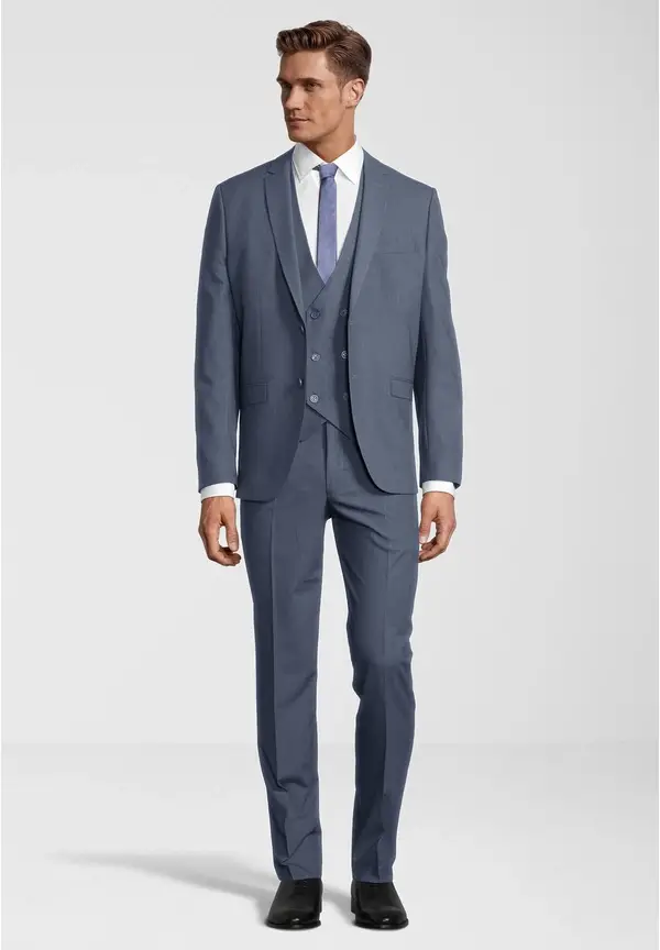 Steffen Klein Business Anzug 3-teilig Dreiteiler Mit Weste In Taubenblau