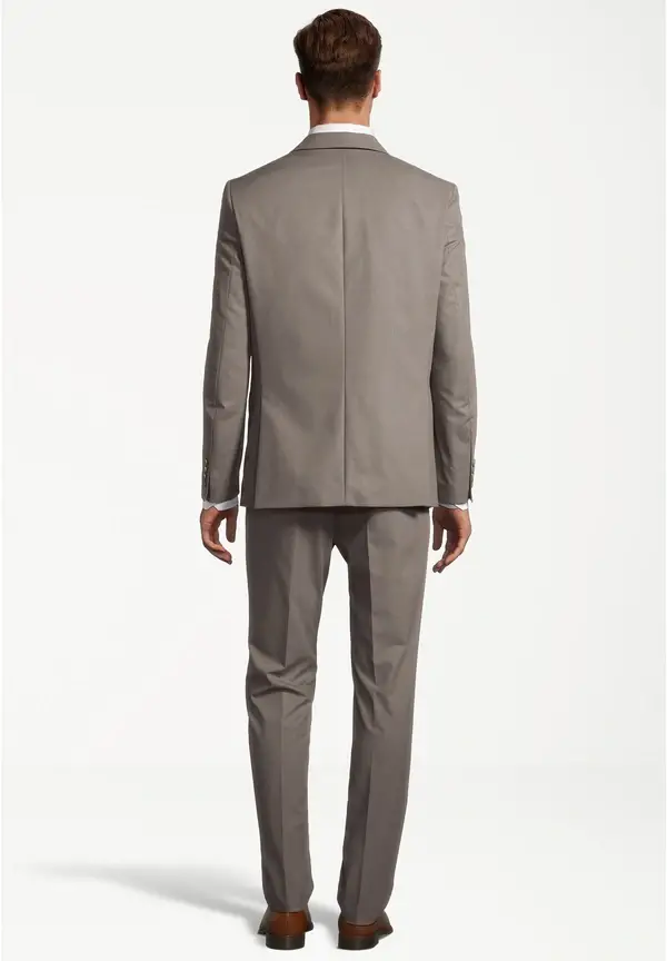 Steffen Klein Designer Anzug Slim Fit In Taupe Melange