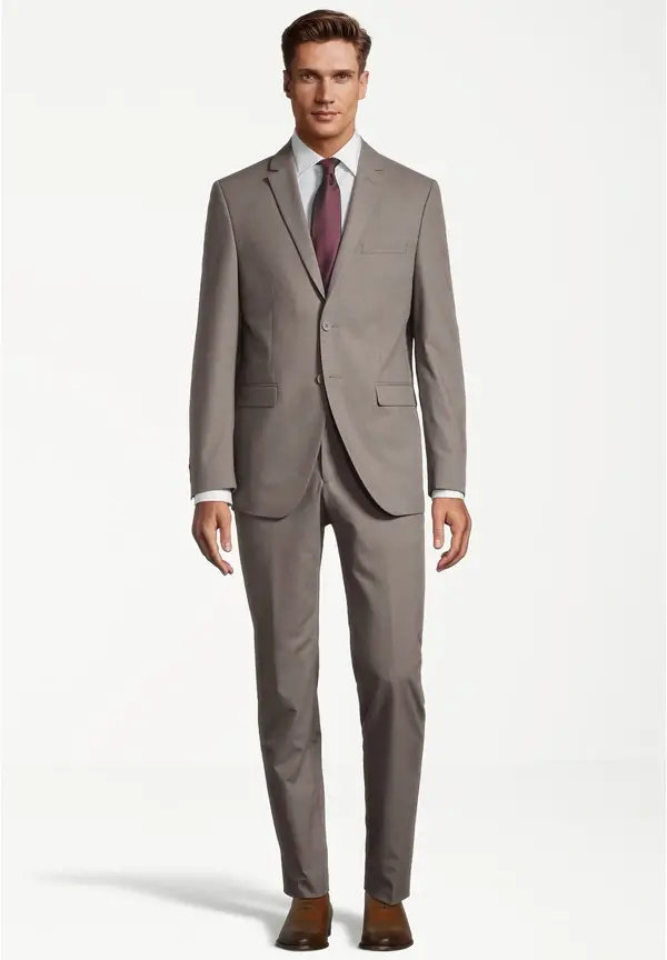 Steffen Klein Designer Anzug Slim Fit In Taupe Melange