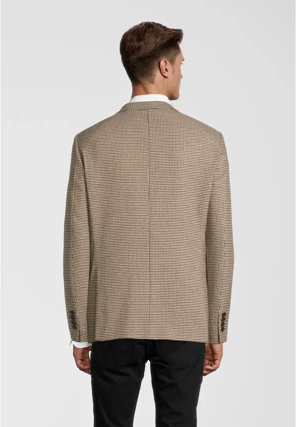 Steffen Klein Herren Sakko Hahnentritt In Beige-schwarz