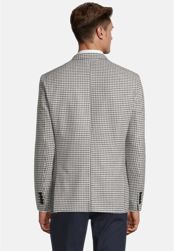Steffen Klein Herren Sakko Hahnentritt In Schwarz / Creme