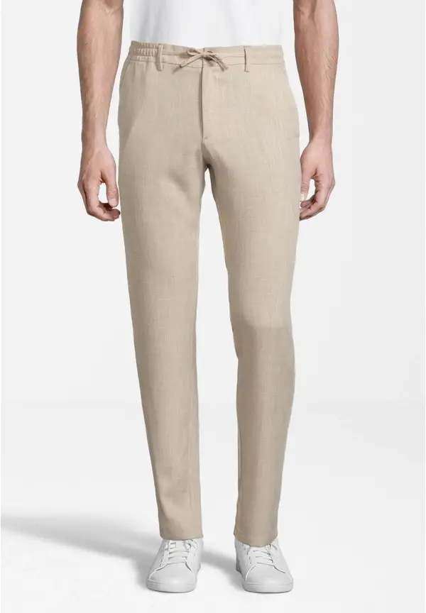 Steffen Klein Hose Im Jogging-Stil Und Leinen-Look In Sand