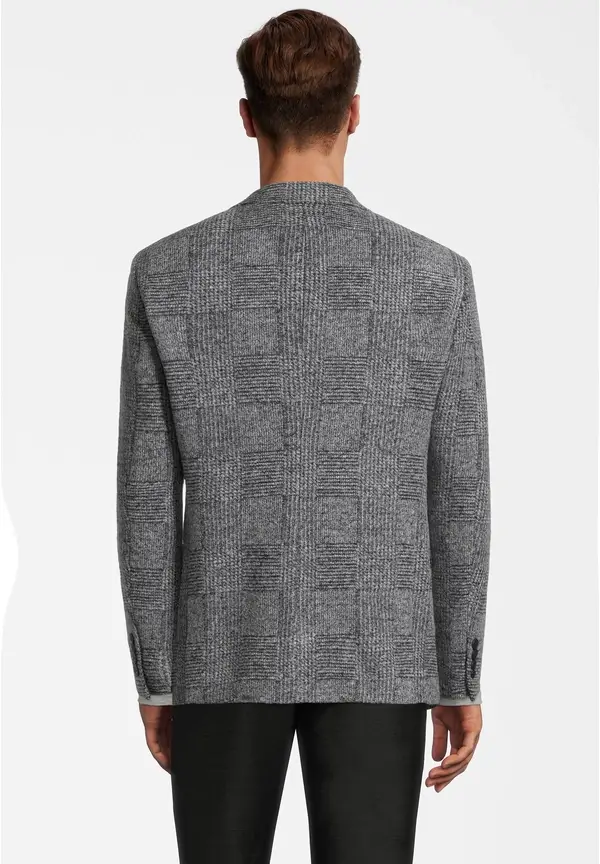 Steffen Klein Jersey-Sakko Glencheck In Grau-schwarz