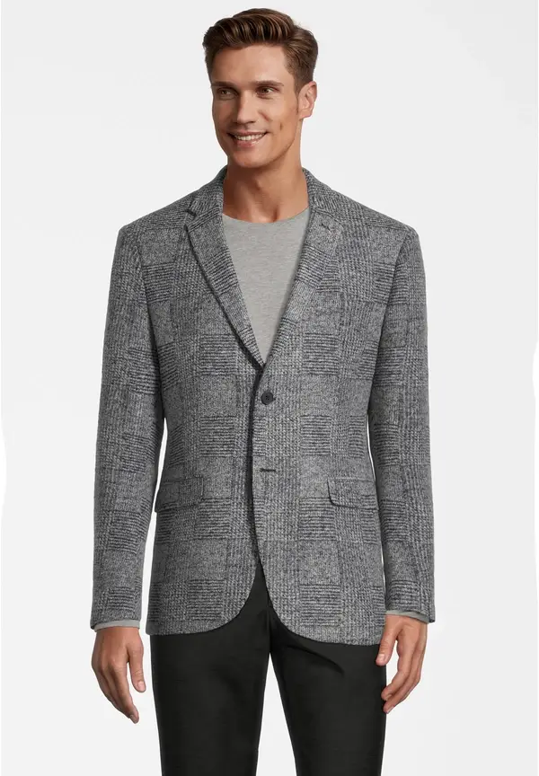 Steffen Klein Jersey-Sakko Glencheck In Grau-schwarz