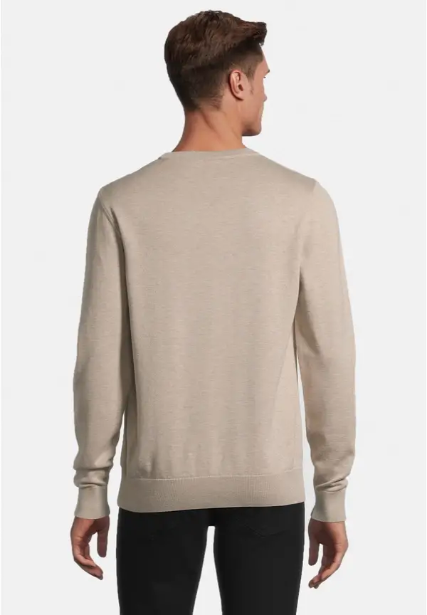 Steffen Klein Pullover Rundhals Baumwoll Mix In Beige Melange