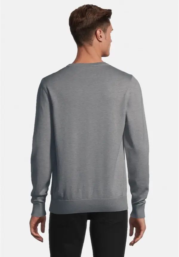 Steffen Klein Pullover Rundhals Baumwoll Mix In Grau Melange