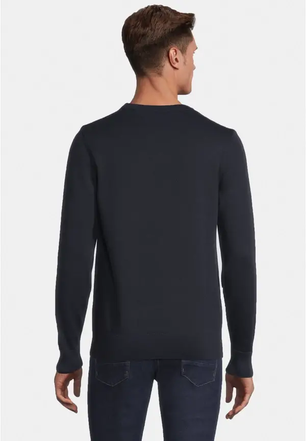 Steffen Klein Pullover Rundhals Baumwoll Mix In Marine