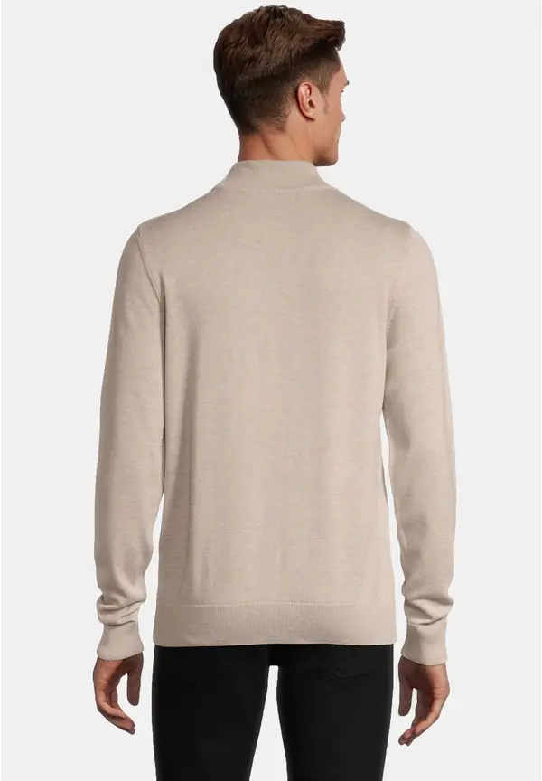 Steffen Klein Pullover Stehbund Baumwoll Mix In Beige Melange
