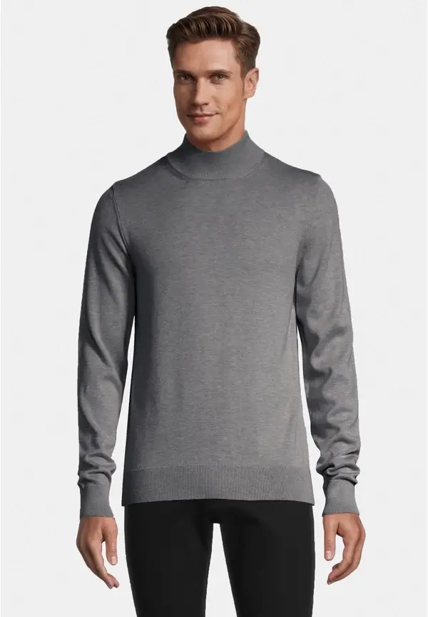 Steffen Klein Pullover Stehbund Baumwoll Mix In Grau Melange