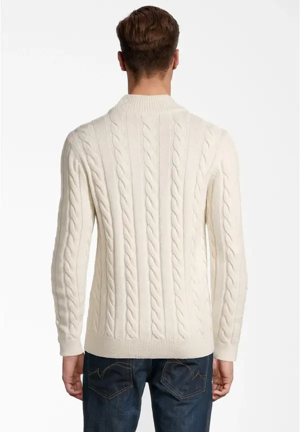 Steffen Klein Pullover Zopfmuster Soft Touch In Creme