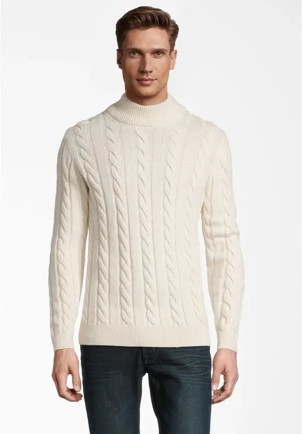 Steffen Klein Pullover Zopfmuster Soft Touch in creme