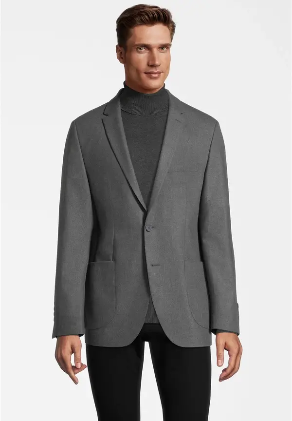 Steffen Klein Sakko Aufgesetzte Taschen In Grau Melange