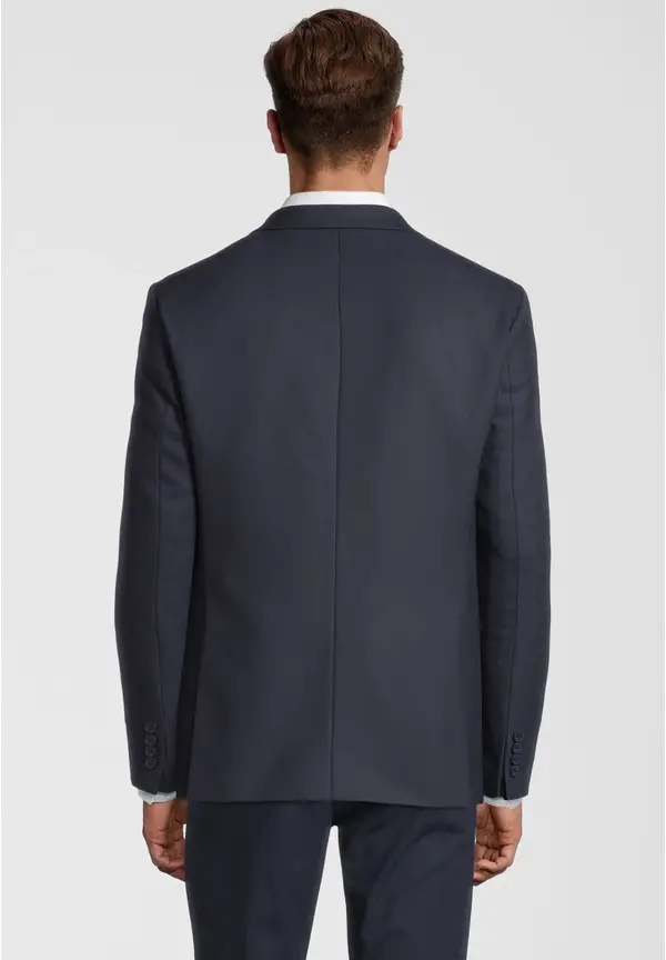 Steffen Klein Sakko Struktur Einstecktuch In Marine