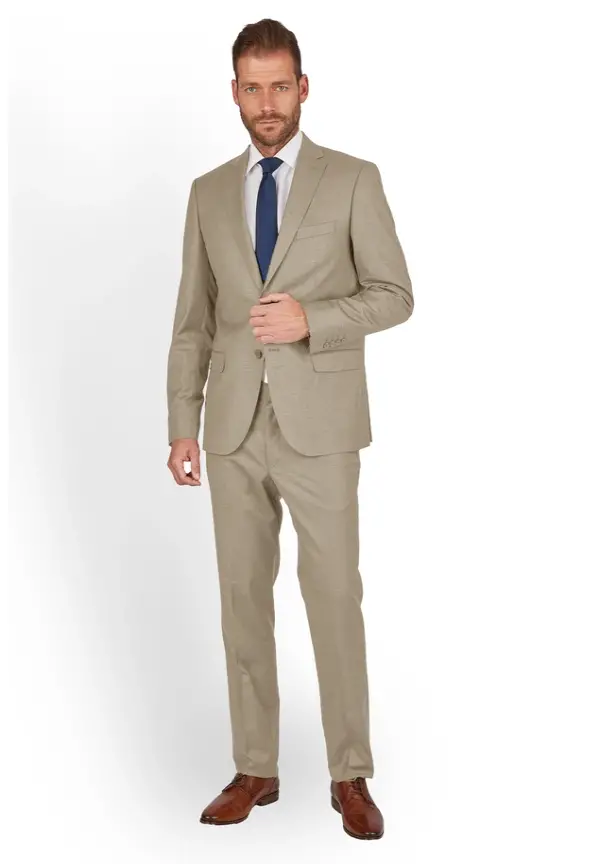 Steffen Klein Anzug Regular Fit Elastisch In Beige