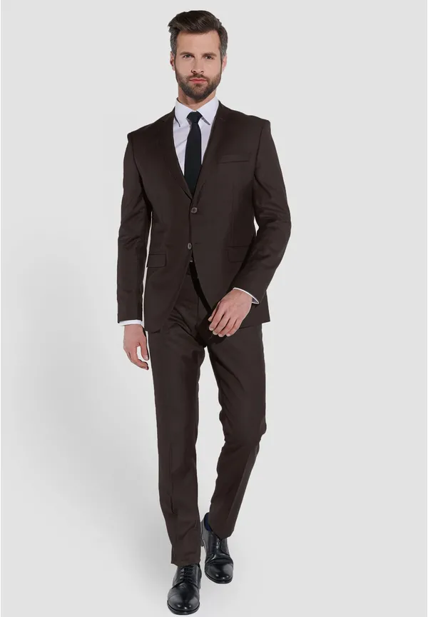 Steffen Klein Designer Anzug Slim Fit in Braun