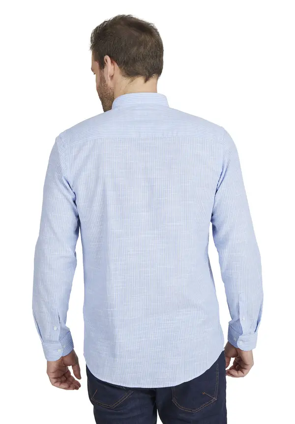 Steffen Klein Hemd In Leinen-Optik In Hellblau