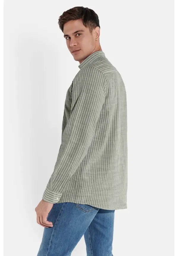 Steffen Klein Hemd In Leinen-Optik In Khaki