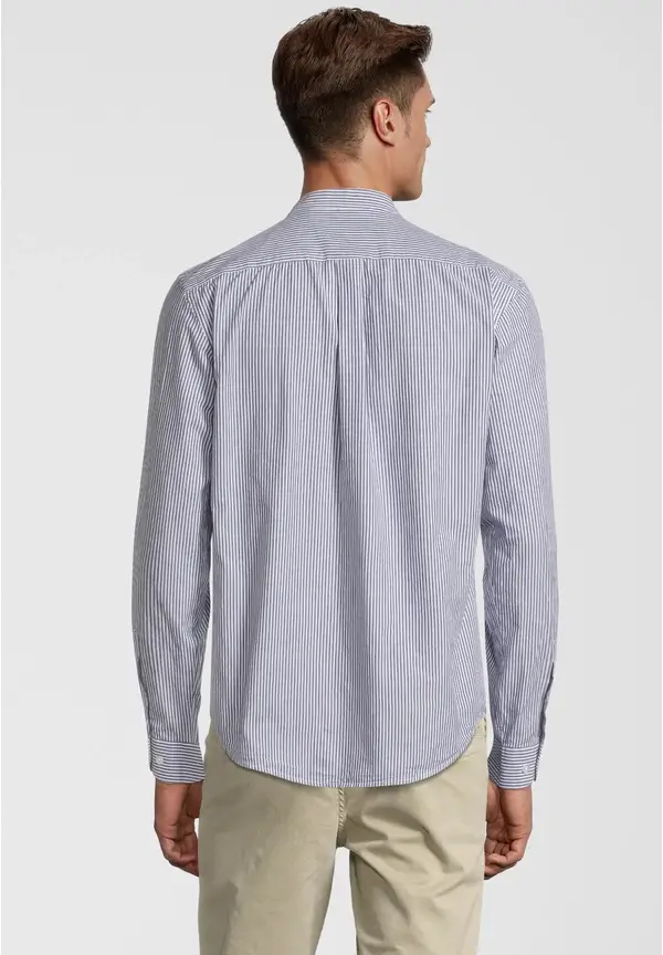 Steffen Klein Hemd Streifen Stehkragen In Marine