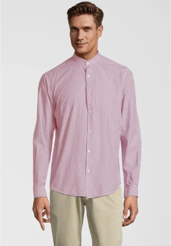 Steffen Klein Hemd Streifen Stehkragen in rot