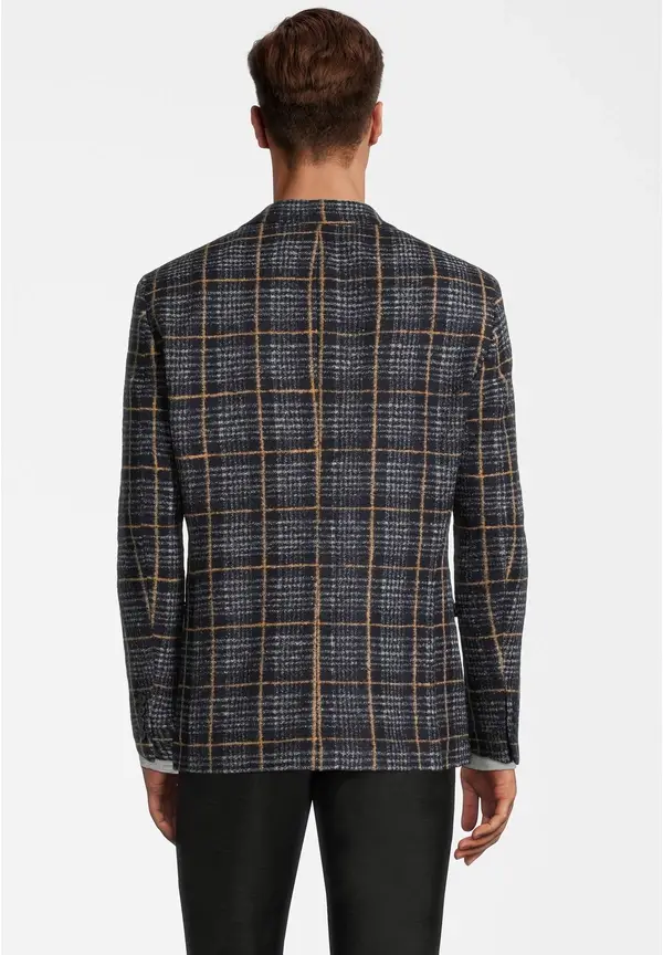 Steffen Klein Jersey-Sakko Wolle Karo In Marine