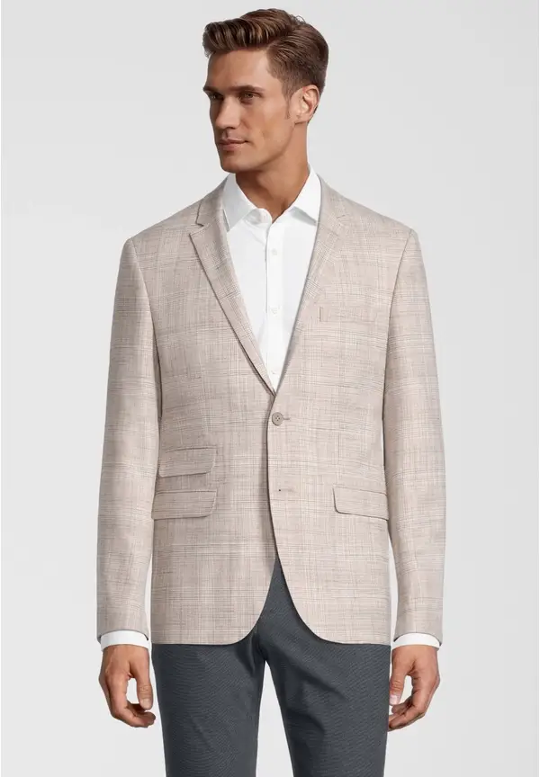 Steffen Klein Kariertes Sakko Slim Fit in beige