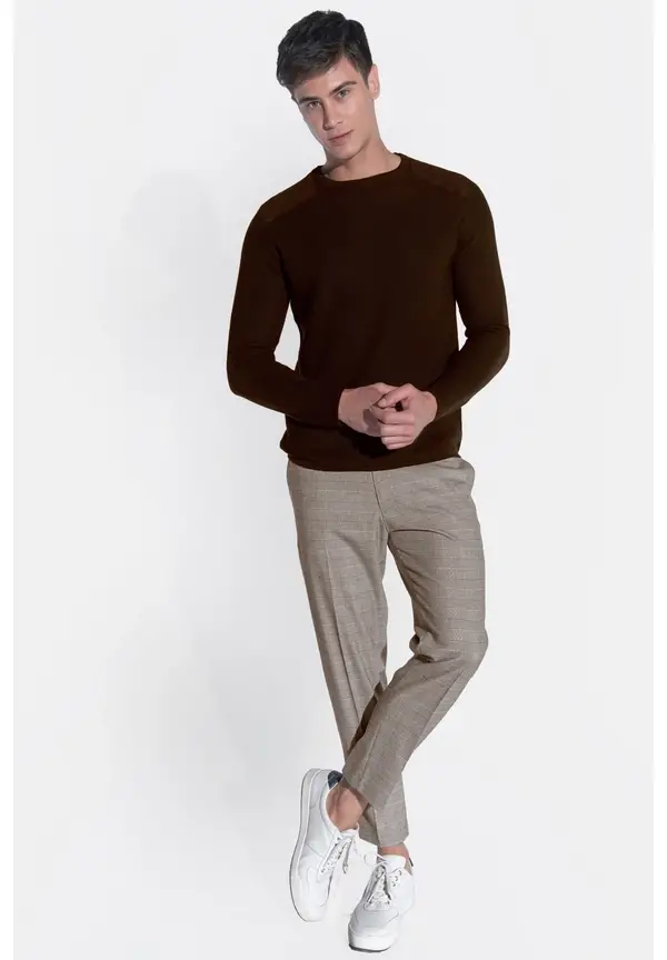 Steffen Klein Karohose Knöchellang In Braun