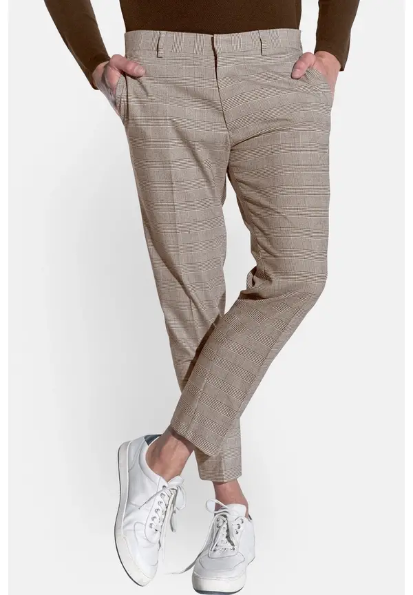 Steffen Klein Karohose Knöchellang In Braun