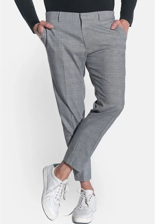 Steffen Klein Karohose Knöchellang In Grau