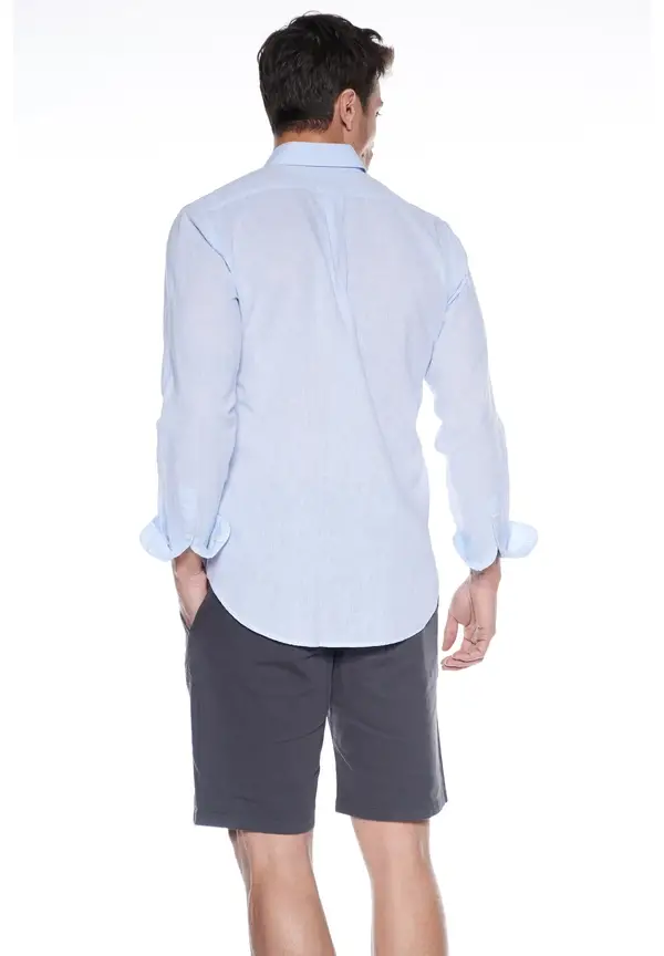 Steffen Klein Leinen-Hemd Slim Fit In Blau