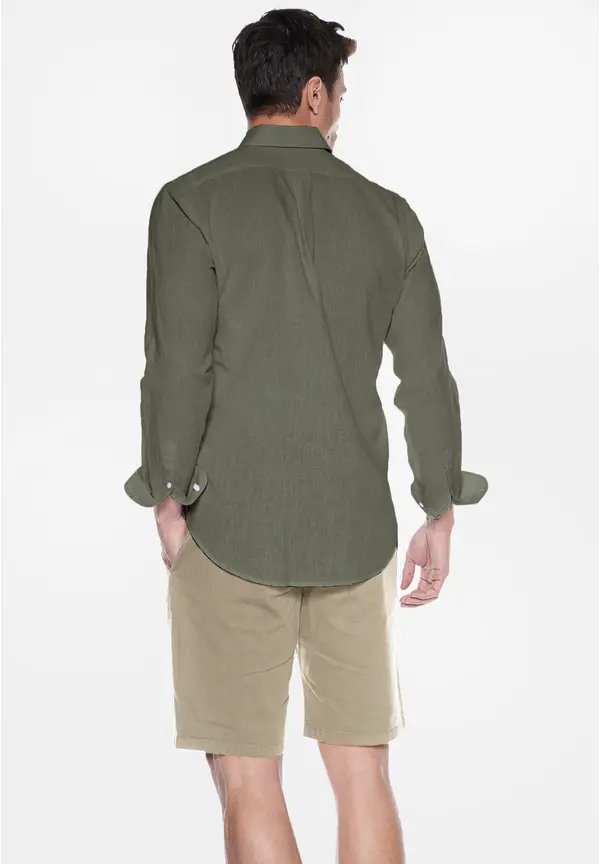Steffen Klein Leinen-Hemd Slim Fit In Khaki