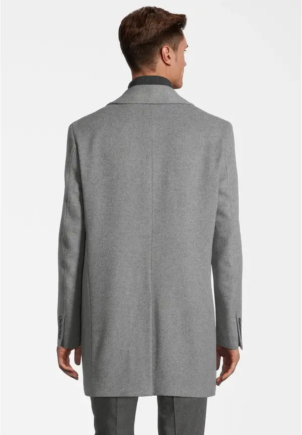 Steffen Klein Mantel Zweireihig Mit Wolle In Grau