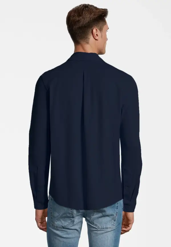 Steffen Klein Piqué Hemd Langarm In Marine