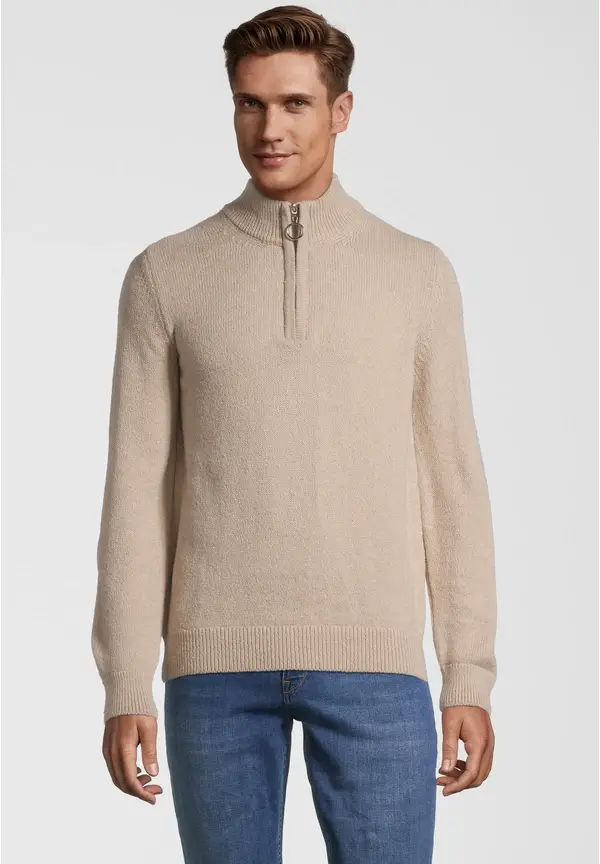 Steffen Klein Pullover Troyer Soft Touch In Beige