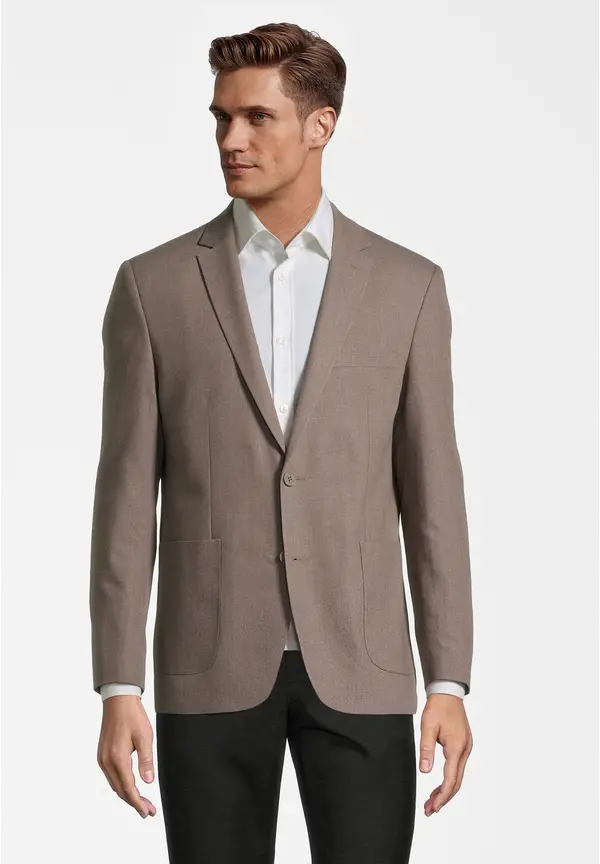 Steffen Klein Sakko Aufgesetzte Taschen In Beige