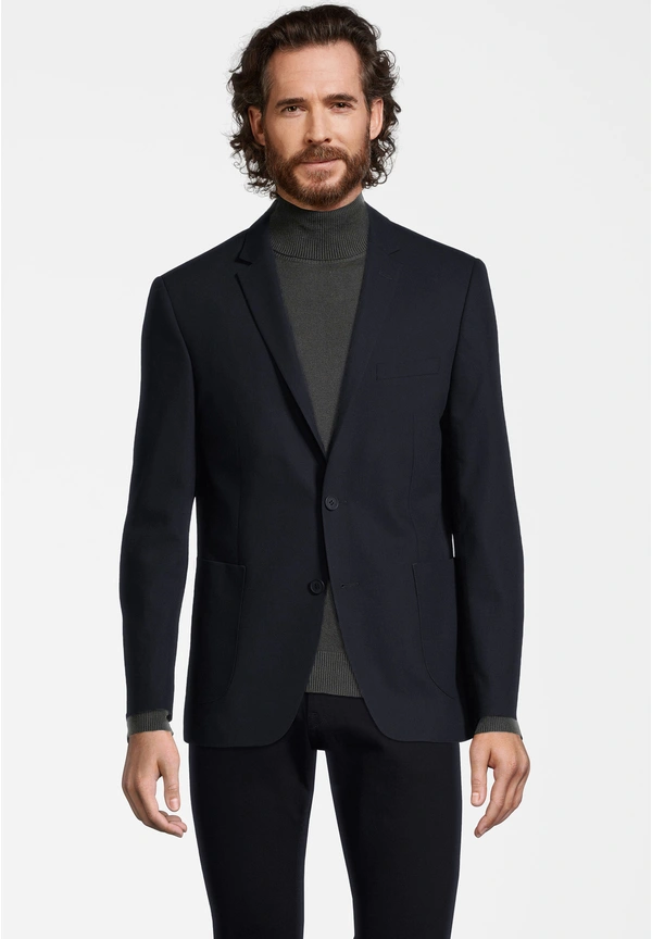 Steffen Klein Sakko aufgesetzte Taschen in Marine