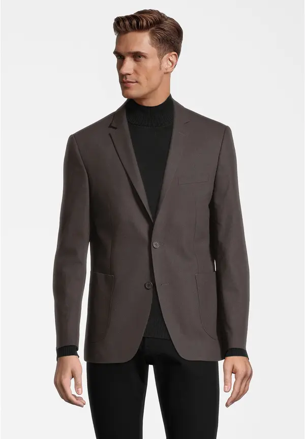 Steffen Klein Sakko Aufgesetzte Taschen In Taupe