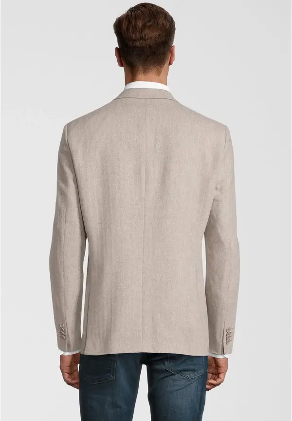 Steffen Klein Sakko Fischgrat Wolle In Beige