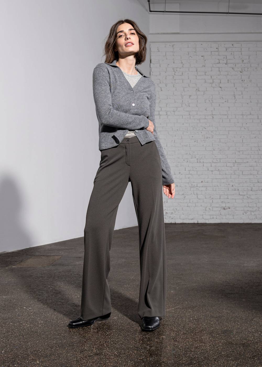 Stehmann Hose Hillda In Scuba Crepe Mit Weitem Bein