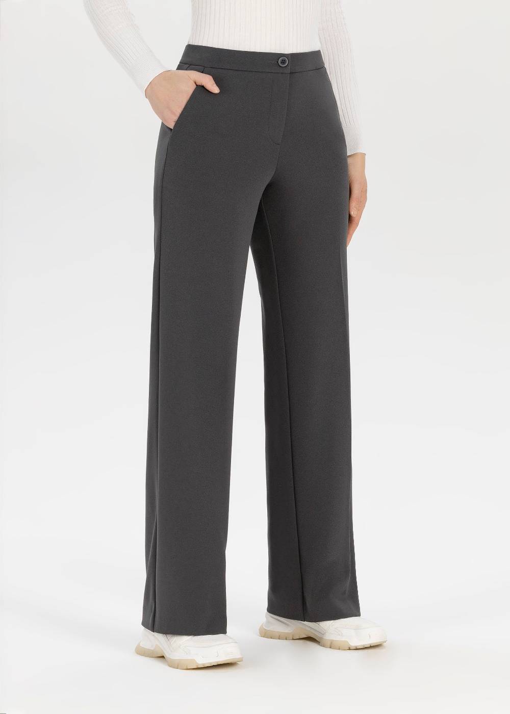 Stehmann Hose Hillda in Scuba Crepe mit weitem Bein