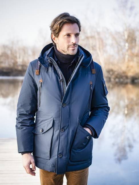 Steinbock Sportlicher Echt-Daunenparka Mit Soft-Membrane Und Abknöpfbarer Kapuze