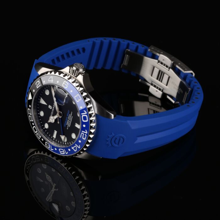 Steinhart Kautschukband Blau 20x16 Mm Für Ocean 39 Mit Schließe Stahl