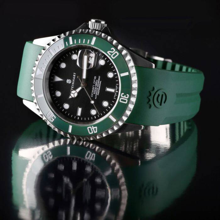 Steinhart Kautschukband Grün 22x18 Mm Für Ocean 42 Und Ocean 44 Mit Schließe Stahl