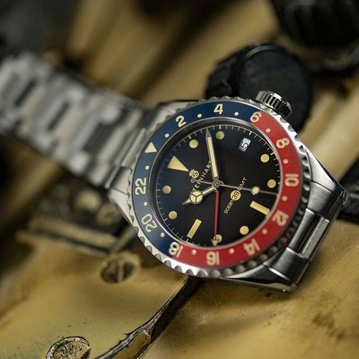 Steinhart Ocean 39 Vintage GMT Premium BLUE-RED Ceramic