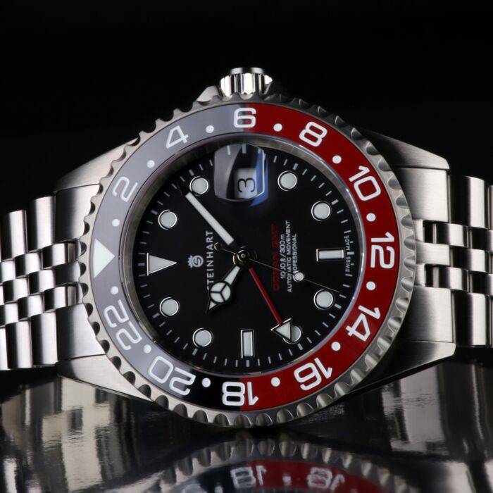 Steinhart Ocean One GMT BLACK-RED. 2 Ceramic Taucheruhr