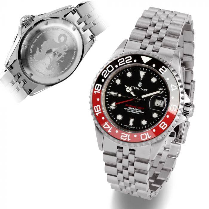 Steinhart Ocean One GMT BLACK-RED. 2 Ceramic Taucheruhr
