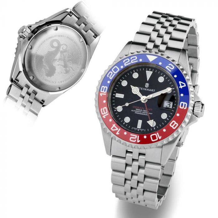 Steinhart Ocean One GMT BLUE-RED. 2 Ceramic Taucheruhr