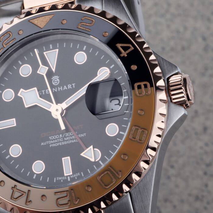 Steinhart Ocean One GMT Two-tone BLACK/KHAKI Taucheruhr