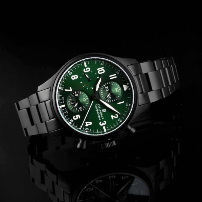 Steinhart Stahlband DLC Matt 20/16 Mm Für NAV B-CHRONO 42 Green Ltd. Edition Inkl. Bandanstöße